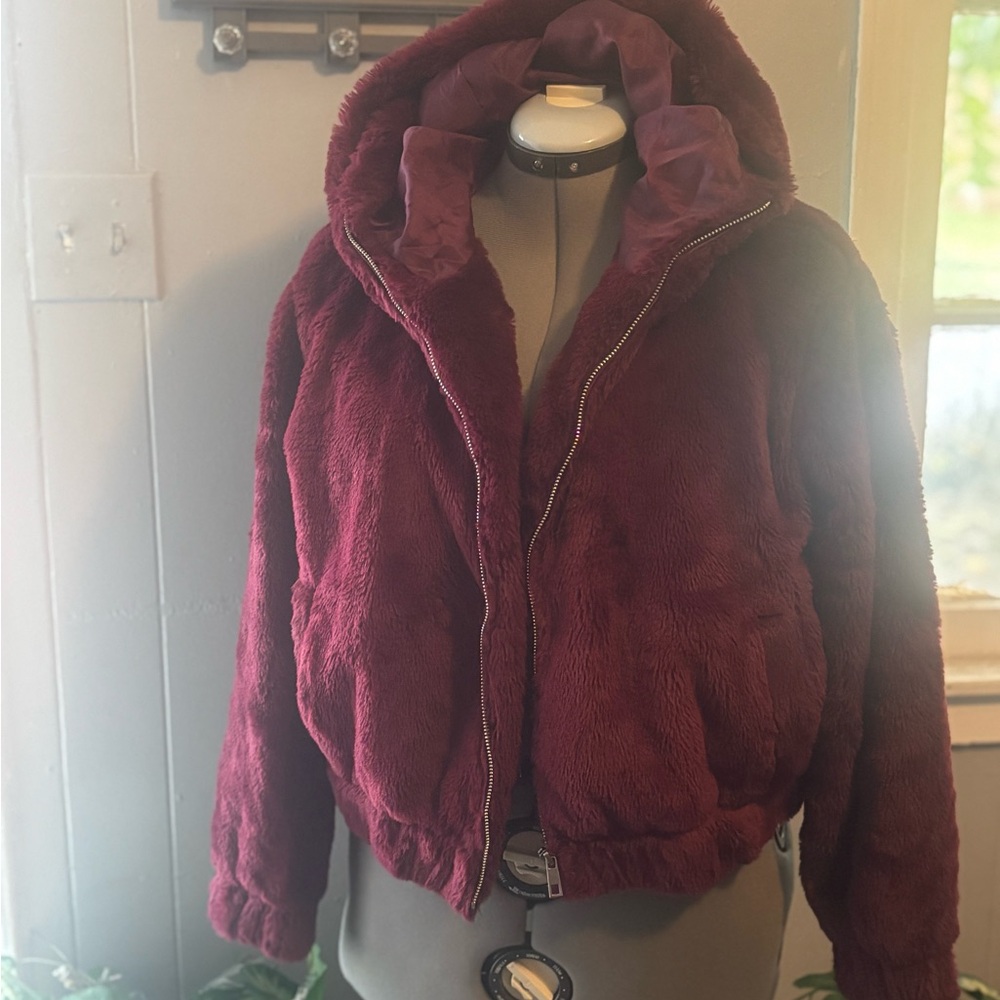 Ambiance Burgundy Teddy Jacket